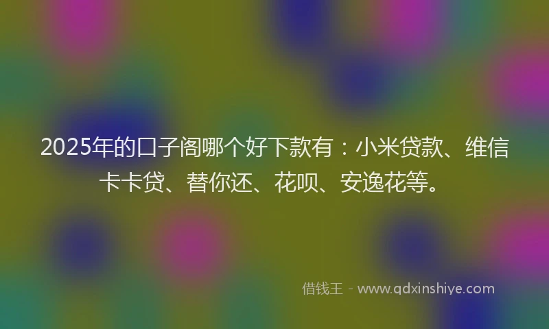 2025年的口子阁哪个好下款有：小米贷款、维信卡卡贷、替你还、花呗、安逸花等。