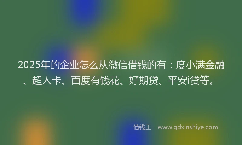 2025年的企业怎么从微信借钱的有：度小满金融、超人卡、百度有钱花、好期贷、平安i贷等。