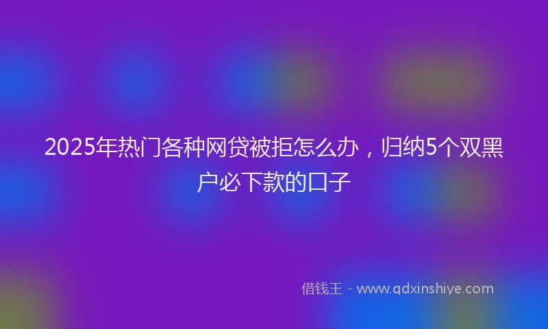 2025年热门各种网贷被拒怎么办，归纳5个双黑户必下款的口子