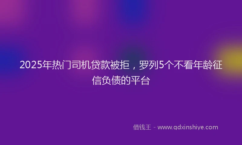 2025年热门司机贷款被拒，罗列5个不看年龄征信负债的平台