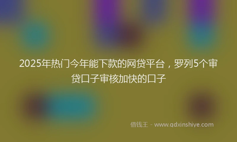 2025年热门今年能下款的网贷平台，罗列5个审贷口子审核加快的口子