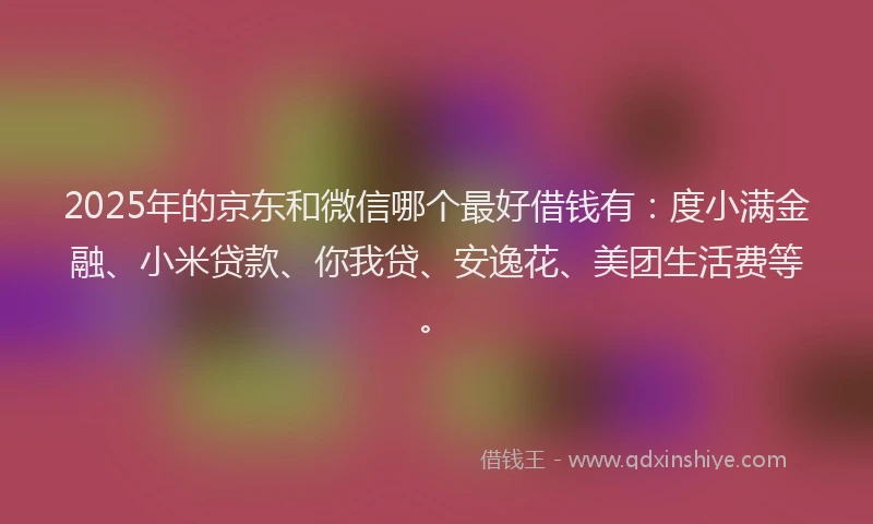 2025年的京东和微信哪个最好借钱有：度小满金融、小米贷款、你我贷、安逸花、美团生活费等。