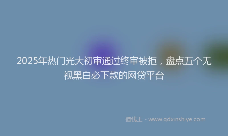 2025年热门光大初审通过终审被拒,盘点五个无视黑白必下款的网贷平台