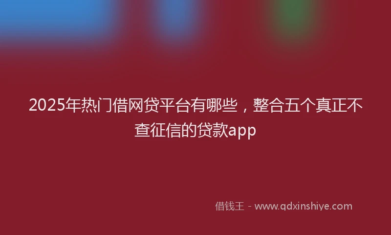 2025年热门借网贷平台有哪些，整合五个真正不查征信的贷款app