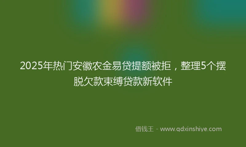 2025年热门安徽农金易贷提额被拒，整理5个摆脱欠款束缚贷款新软件