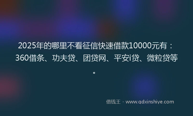 2025年的哪里不看征信快速借款10000元有：360借条、功夫贷、团贷网、平安i贷、微粒贷等。