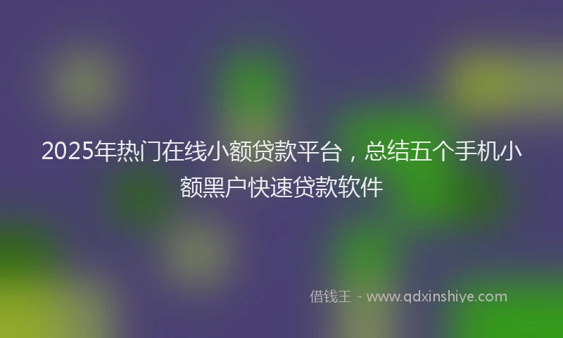 2025年热门在线小额贷款平台，总结五个手机小额黑户快速贷款软件
