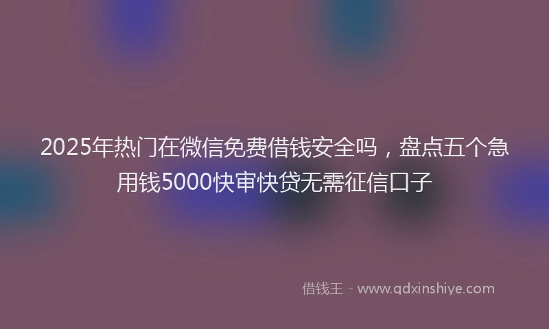 2025年热门在微信免费借钱安全吗，盘点五个急用钱5000快审快贷无需征信口子