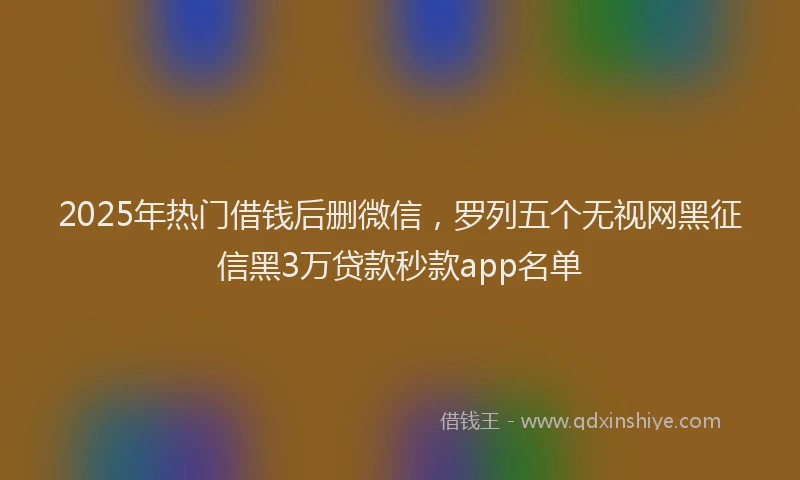 2025年热门借钱后删微信，罗列五个无视网黑征信黑3万贷款秒款app名单