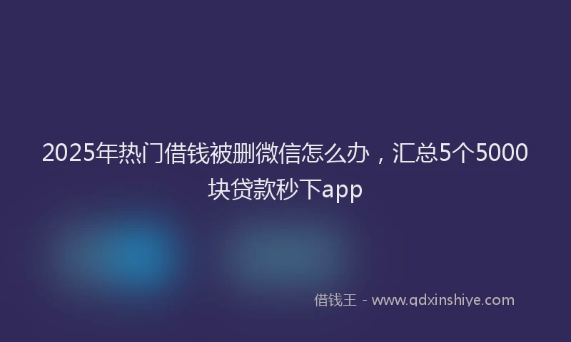 2025年热门借钱被删微信怎么办，汇总5个5000块贷款秒下app