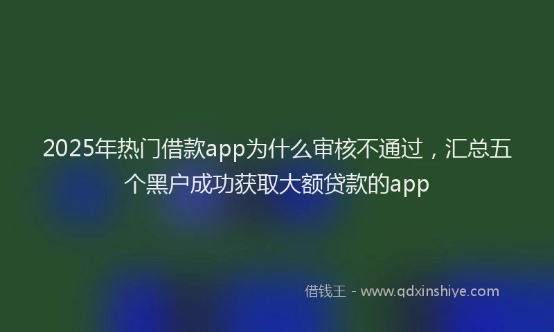 2025年热门借款app为什么审核不通过，汇总五个黑户成功获取大额贷款的app