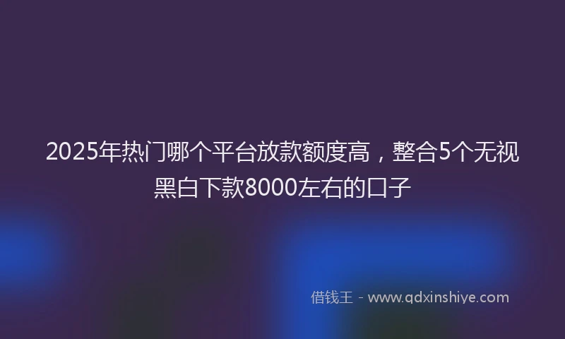 2025年热门哪个平台放款额度高，整合5个无视黑白下款8000左右的口子