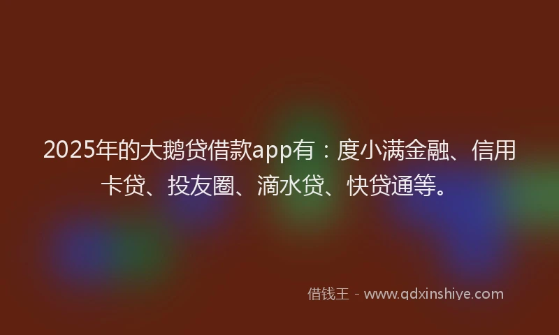 2025年的大鹅贷借款app有：度小满金融、信用卡贷、投友圈、滴水贷、快贷通等。