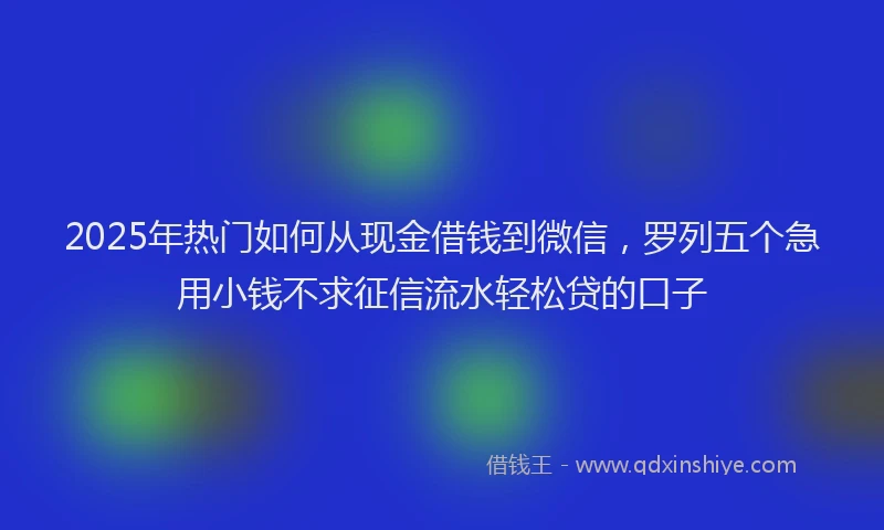 2025年热门如何从现金借钱到微信，罗列五个急用小钱不求征信流水轻松贷的口子