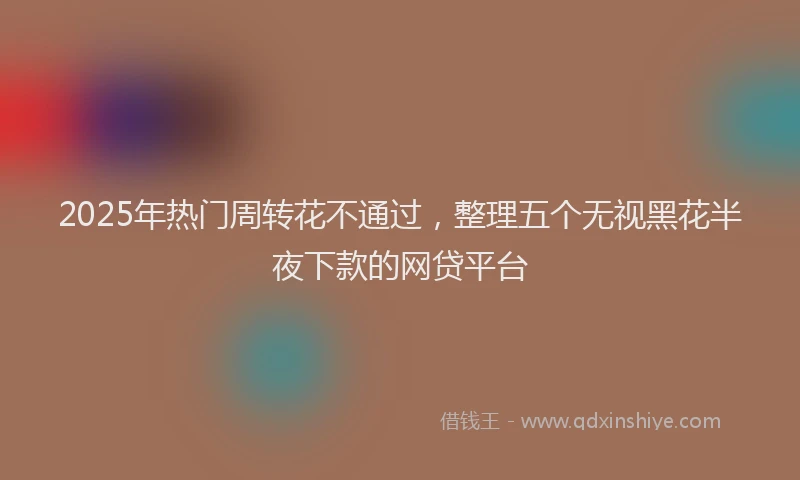2025年热门周转花不通过，整理五个无视黑花半夜下款的网贷平台