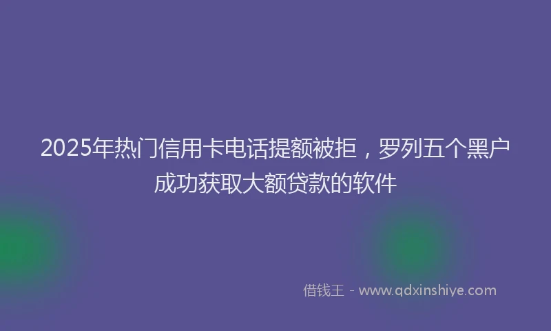 2025年热门信用卡电话提额被拒，罗列五个黑户成功获取大额贷款的软件