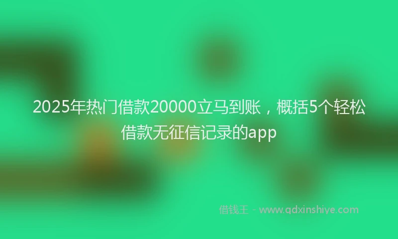 2025年热门借款20000立马到账，概括5个轻松借款无征信记录的app
