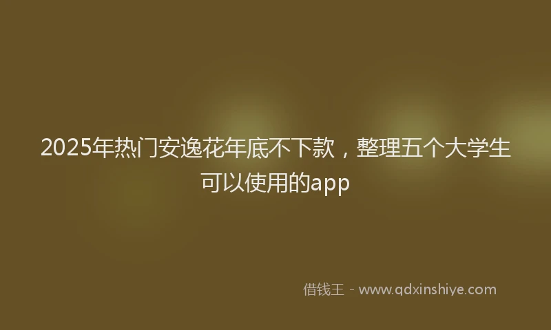2025年热门安逸花年底不下款，整理五个大学生可以使用的app