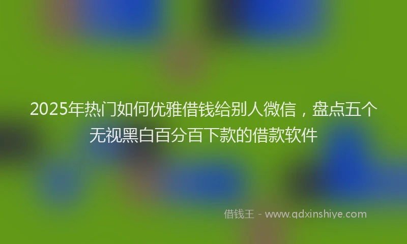 2025年热门如何优雅借钱给别人微信，盘点五个无视黑白百分百下款的借款软件