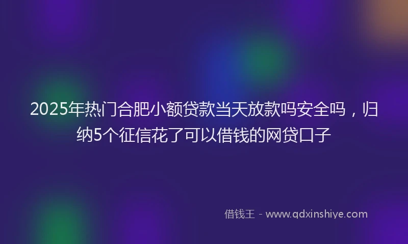 2025年热门合肥小额贷款当天放款吗安全吗，归纳5个征信花了可以借钱的网贷口子