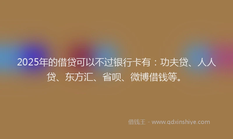2025年的借贷可以不过银行卡有：功夫贷、人人贷、东方汇、省呗、微博借钱等。