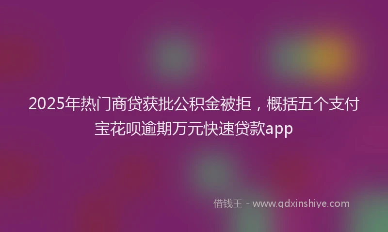 2025年热门商贷获批公积金被拒，概括五个支付宝花呗逾期万元快速贷款app
