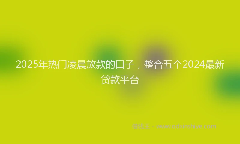 2025年热门凌晨放款的口子，整合五个2024最新贷款平台