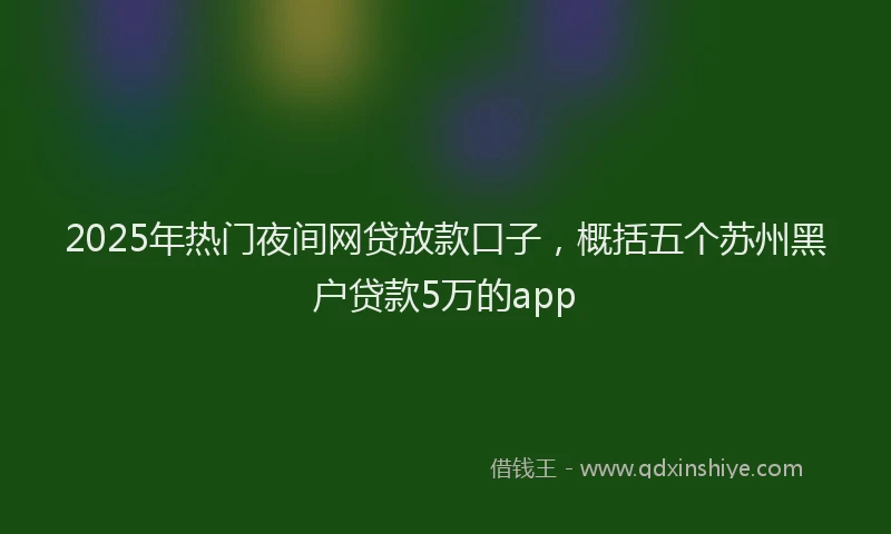 2025年热门夜间网贷放款口子，概括五个苏州黑户贷款5万的app