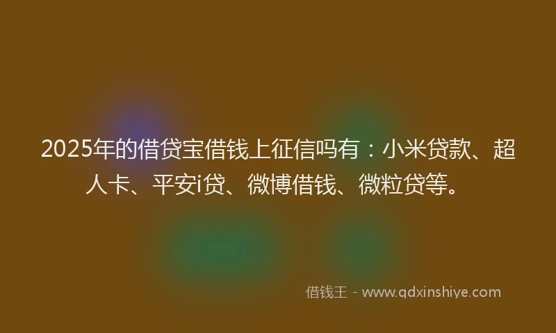 2025年的借贷宝借钱上征信吗有：小米贷款、超人卡、平安i贷、微博借钱、微粒贷等。