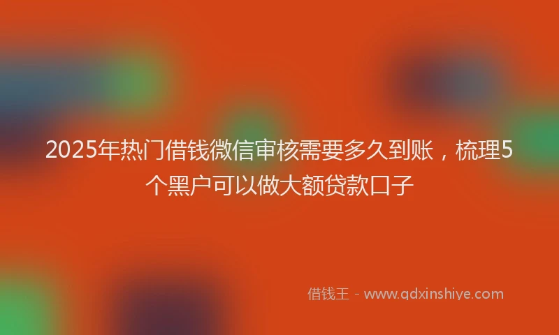 2025年热门借钱微信审核需要多久到账，梳理5个黑户可以做大额贷款口子
