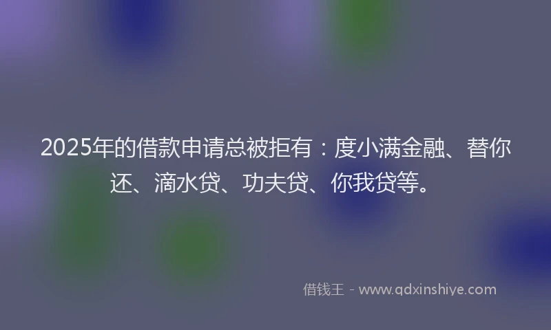 2025年的借款申请总被拒有：度小满金融、替你还、滴水贷、功夫贷、你我贷等。