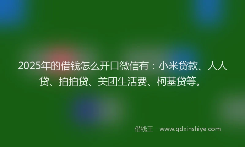 2025年的借钱怎么开口微信有：小米贷款、人人贷、拍拍贷、美团生活费、柯基贷等。