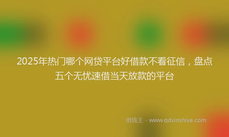 2025年热门哪个网贷平台好借款不看征信，盘点五个无忧速借当天放款的平台