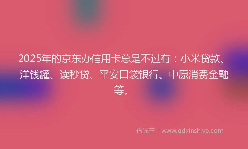 2025年的京东办信用卡总是不过有：小米贷款、洋钱罐、读秒贷、平安口袋银行、中原消费金融等。