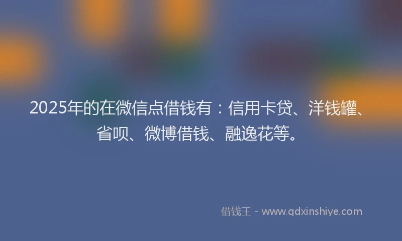 2025年的在微信点借钱有：信用卡贷、洋钱罐、省呗、微博借钱、融逸花等。
