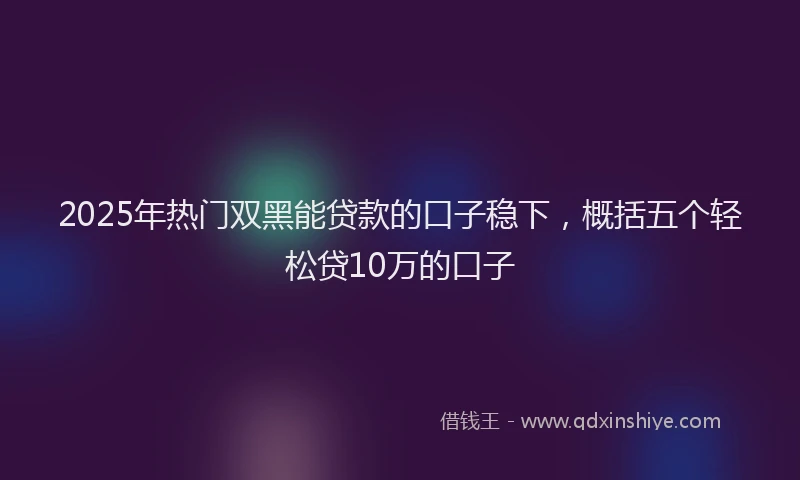 2025年热门双黑能贷款的口子稳下，概括五个轻松贷10万的口子