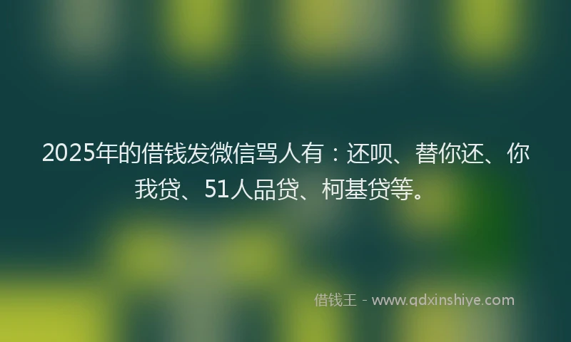 2025年的借钱发微信骂人有：还呗、替你还、你我贷、51人品贷、柯基贷等。