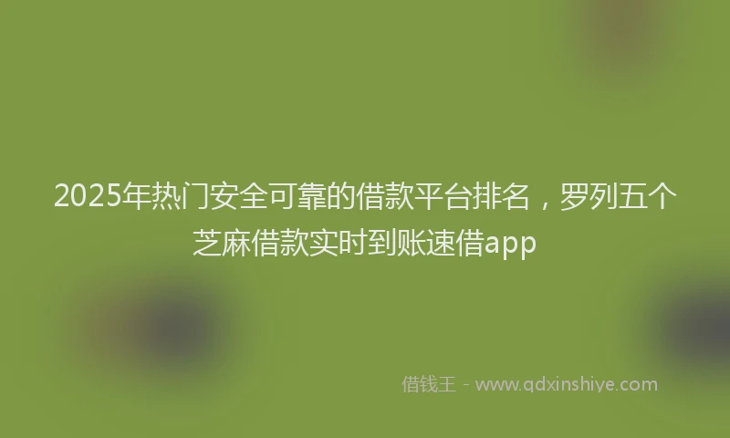 2025年热门安全可靠的借款平台排名，罗列五个芝麻借款实时到账速借app