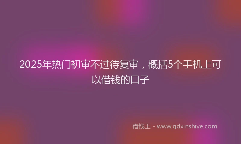 2025年热门初审不过待复审，概括5个手机上可以借钱的口子