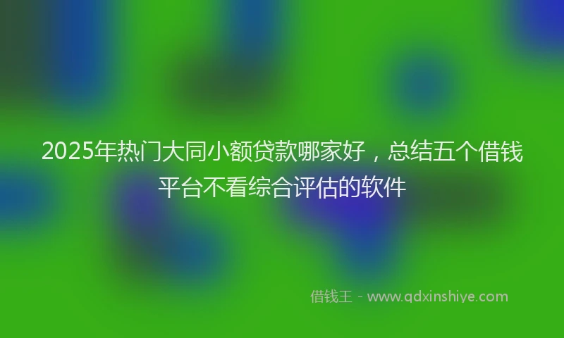 2025年热门大同小额贷款哪家好，总结五个借钱平台不看综合评估的软件