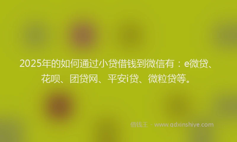 2025年的如何通过小贷借钱到微信有：e微贷、花呗、团贷网、平安i贷、微粒贷等。