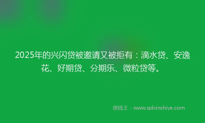 2025年的兴闪贷被邀请又被拒有:滴水贷、安逸花、好期贷、分期乐、微粒贷等。