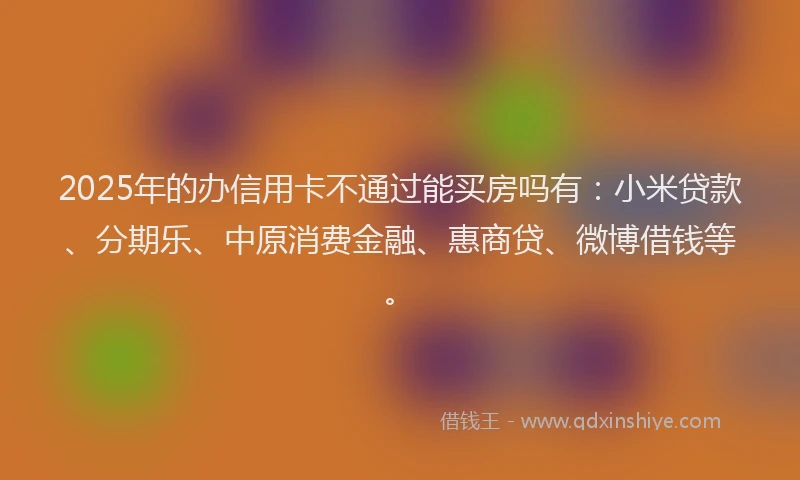 2025年的办信用卡不通过能买房吗有：小米贷款、分期乐、中原消费金融、惠商贷、微博借钱等。