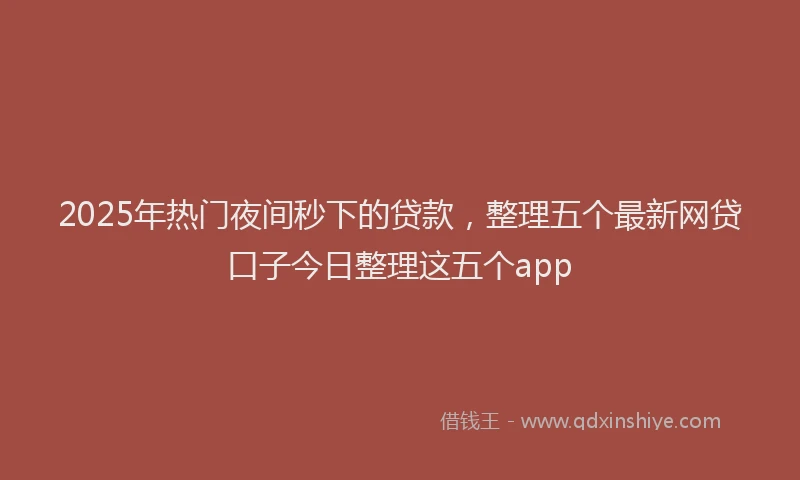 2025年热门夜间秒下的贷款，整理五个最新网贷口子今日整理这五个app