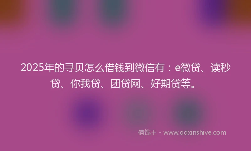 2025年的寻贝怎么借钱到微信有：e微贷、读秒贷、你我贷、团贷网、好期贷等。