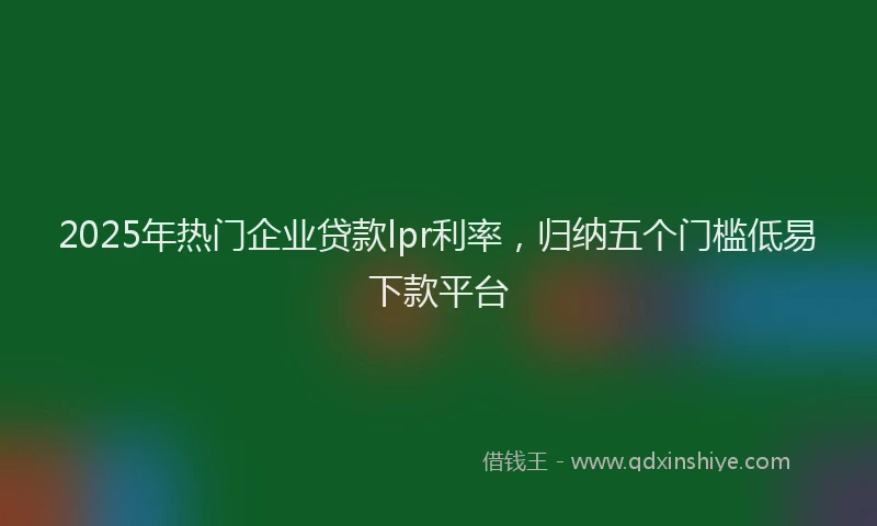 2025年热门企业贷款lpr利率，归纳五个门槛低易下款平台