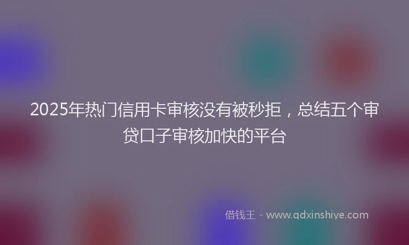 2025年热门信用卡审核没有被秒拒，总结五个审贷口子审核加快的平台