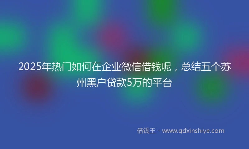 2025年热门如何在企业微信借钱呢，总结五个苏州黑户贷款5万的平台