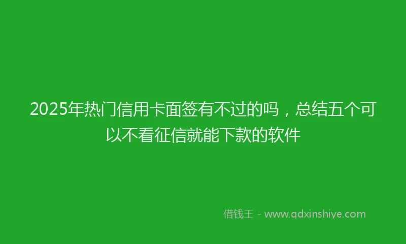 2025年热门信用卡面签有不过的吗，总结五个可以不看征信就能下款的软件