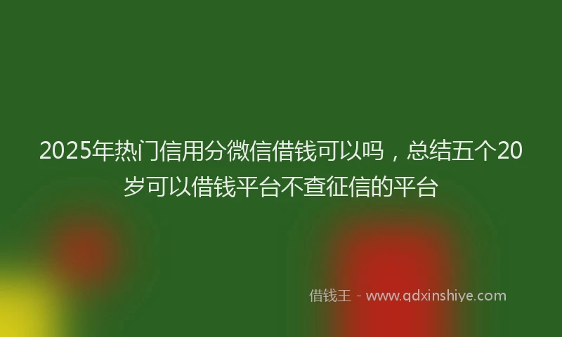 2025年热门信用分微信借钱可以吗，总结五个20岁可以借钱平台不查征信的平台
